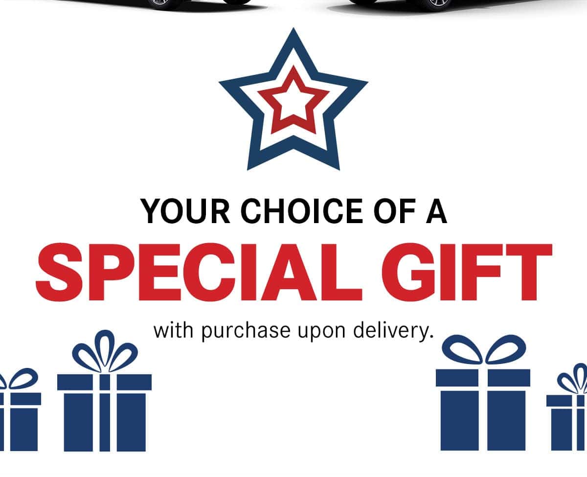 Presidents Day offer: your choice of a special gift with purchase upon delivery